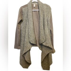 Prana Women’s Demure Wool Blend Drape Cardigan Sweater Knit Brown